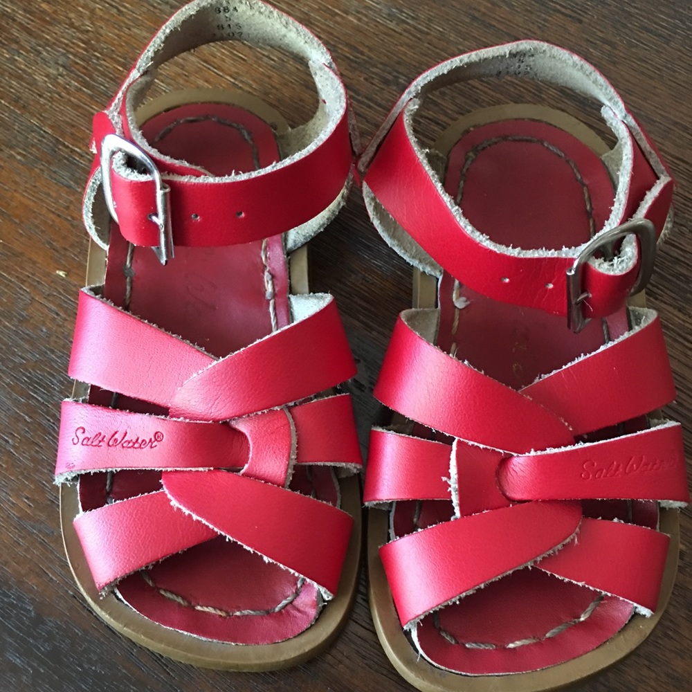Red Salt Water Sandals | Size 5